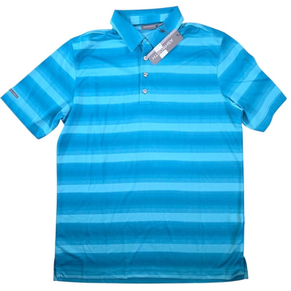 Ashworth Ez-Tec2 NWT Brandon Trails Dunes Striped Golf Polo Shirt Size Medium